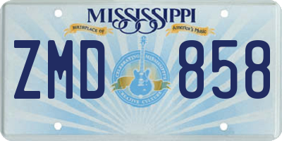 MS license plate ZMD858