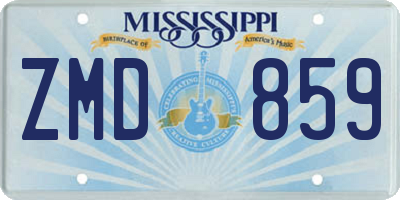 MS license plate ZMD859