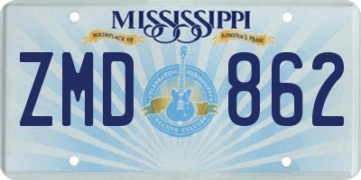 MS license plate ZMD862