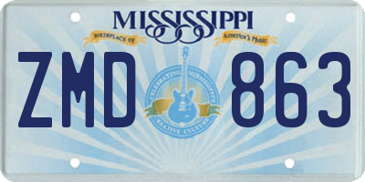 MS license plate ZMD863