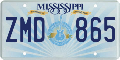 MS license plate ZMD865