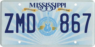 MS license plate ZMD867