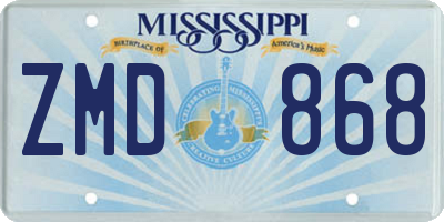MS license plate ZMD868