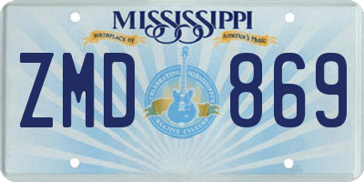 MS license plate ZMD869