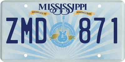 MS license plate ZMD871