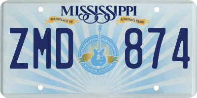 MS license plate ZMD874