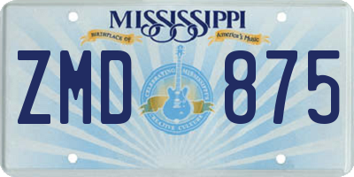 MS license plate ZMD875