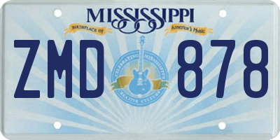 MS license plate ZMD878