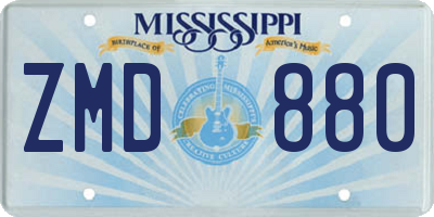 MS license plate ZMD880