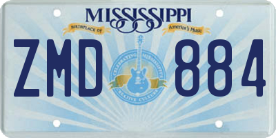 MS license plate ZMD884