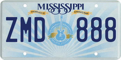 MS license plate ZMD888