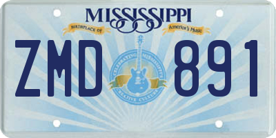 MS license plate ZMD891