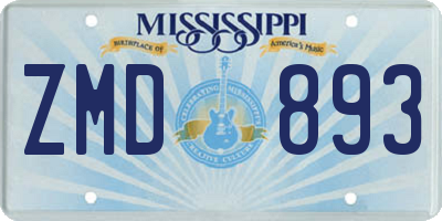 MS license plate ZMD893