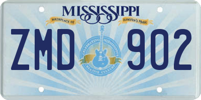 MS license plate ZMD902