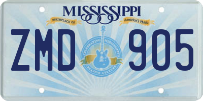 MS license plate ZMD905