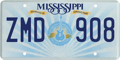 MS license plate ZMD908