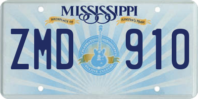 MS license plate ZMD910