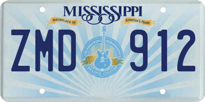 MS license plate ZMD912