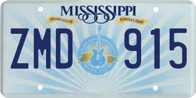 MS license plate ZMD915