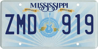MS license plate ZMD919
