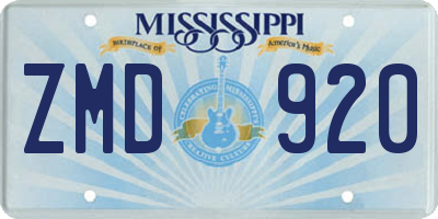 MS license plate ZMD920