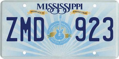 MS license plate ZMD923