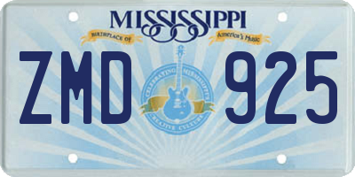 MS license plate ZMD925