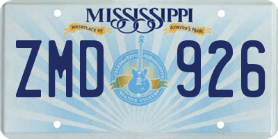 MS license plate ZMD926
