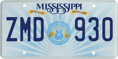 MS license plate ZMD930