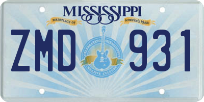 MS license plate ZMD931
