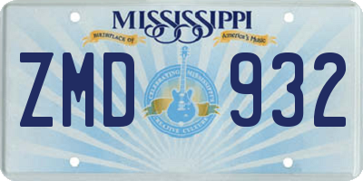 MS license plate ZMD932