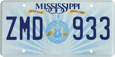 MS license plate ZMD933