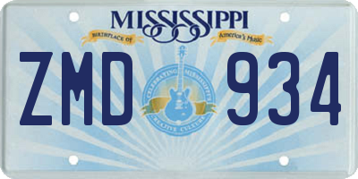 MS license plate ZMD934