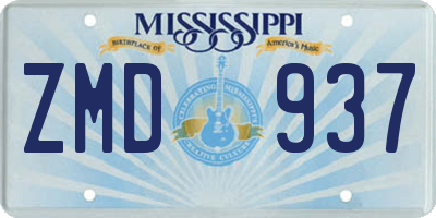 MS license plate ZMD937