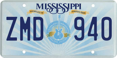 MS license plate ZMD940