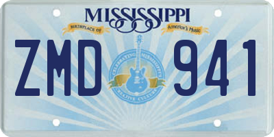 MS license plate ZMD941