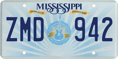 MS license plate ZMD942