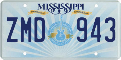 MS license plate ZMD943