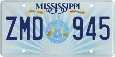MS license plate ZMD945