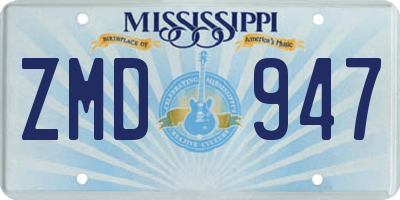 MS license plate ZMD947