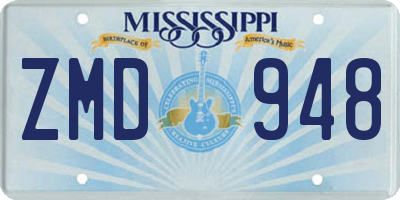 MS license plate ZMD948