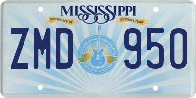 MS license plate ZMD950