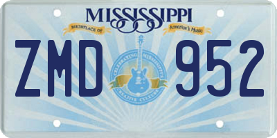 MS license plate ZMD952