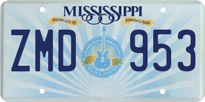MS license plate ZMD953