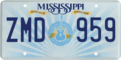 MS license plate ZMD959