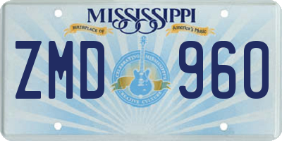 MS license plate ZMD960