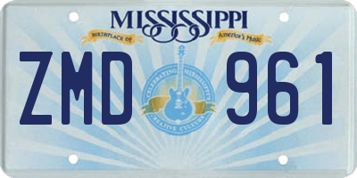 MS license plate ZMD961