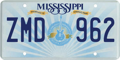 MS license plate ZMD962