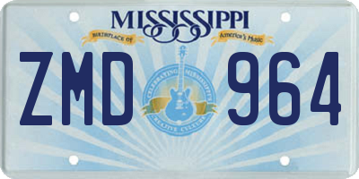 MS license plate ZMD964