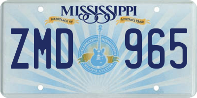 MS license plate ZMD965